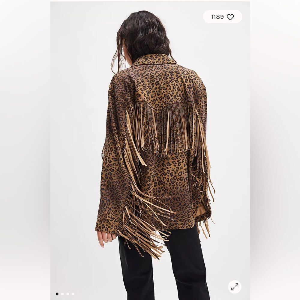 We The Free Fringe Out Vegan Suede Animal Print Jacket - Picture 2 of 9
